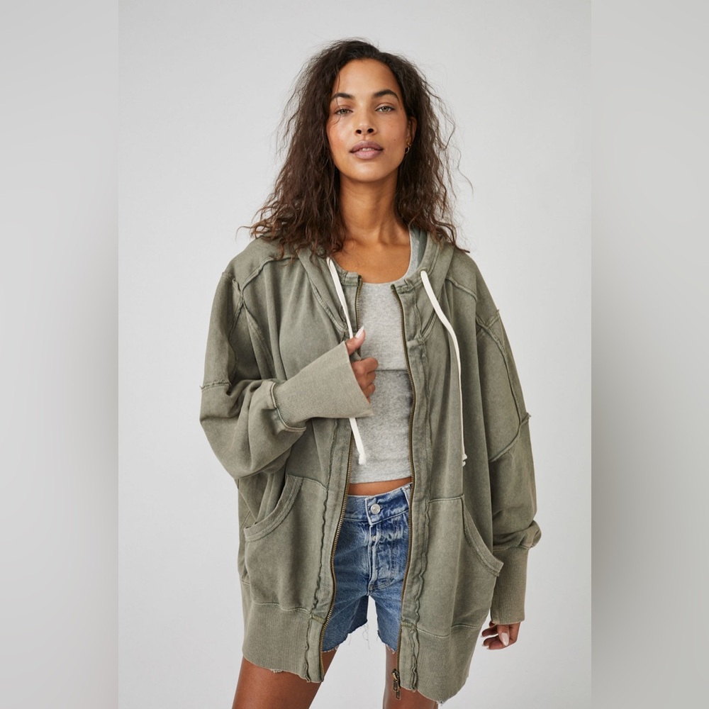 FP Movement by Free People Oversized Olive Utility Hoodie Jacket